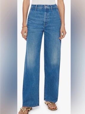 MOTHER Superior High Waisted Spinner Prep Skimp Wide Leg Straight Jean Sz 32